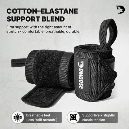 DMoose Wrist Straps for Weightlifting 12 and 18 Inches Thumb Loops with Wrist Support for Workouts
