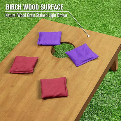 GoSports 4 ft x 2 ft Regulation Size Wooden Cornhole Boards Set - Includes Carrying Case - Full Regulation Size Bean Bag Toss Boards
