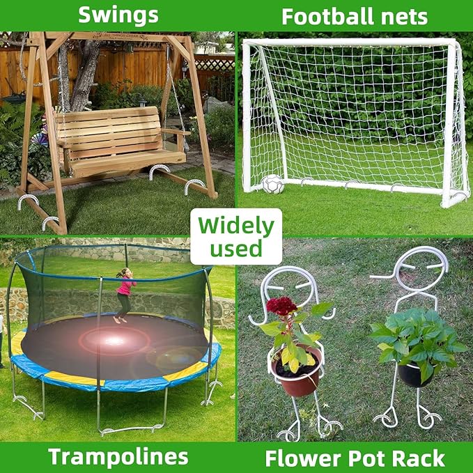 Trampoline Stakes Anchors High Wind 12inx6mm Galvanized U Hook 6pcs Rebar Stakes – Heavy Duty Ground Anchors for Trampoline,Yard & Inflatable,Landscape Metal Stakes for Outdoor Decorations