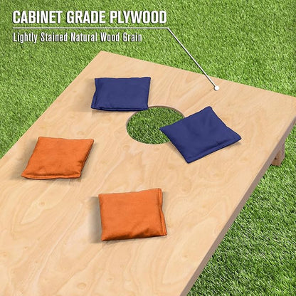 GoSports Regulation Size Wooden Cornhole Set with Natural Wood Finish - Includes Carrying Case