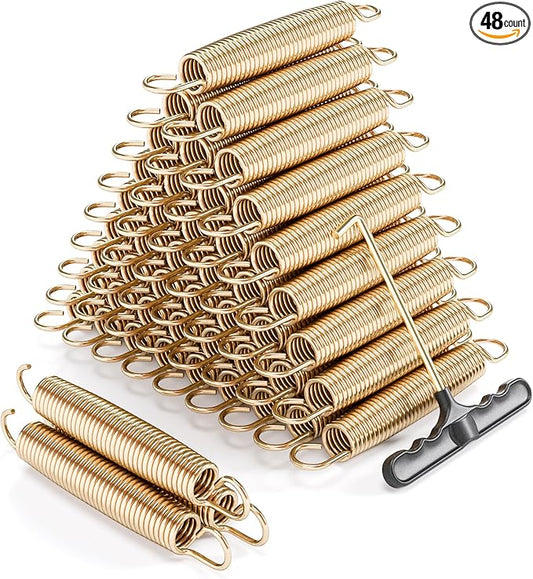 Trampoline Springs Heavy Duty with Swivel & Straight Hooks, Stainless Steel Trampoline Accessories Ideal Spring Replacement, Includes T-Hook Tool