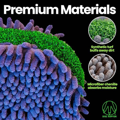 The Original Disc Golf Cleaning Tool with Microfiber & Turf | Flying Disc Golf Towel Accessories & Equipment | Patented Design