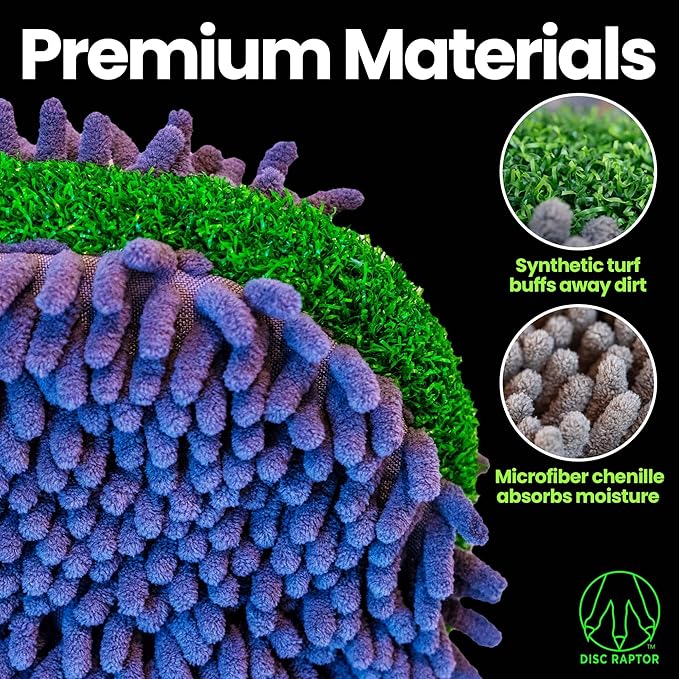 The Original Disc Golf Cleaning Tool with Microfiber & Turf | Flying Disc Golf Towel Accessories & Equipment | Patented Design