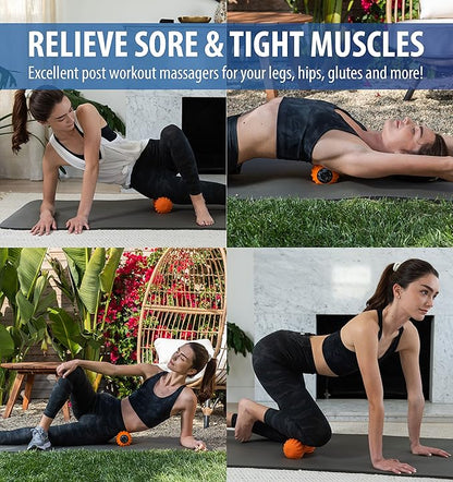 Zyllion Vibrating Peanut Massage Ball with 4 Modes - Cordless Rechargeable Electric Deep Tissue Massager Roller for Muscle Pain Relief, Orange, ZMA-30