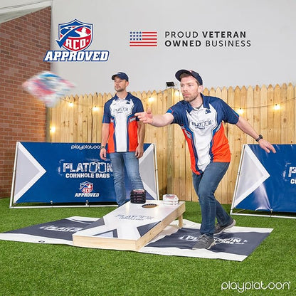 Play Platoon Cornhole Bags Set of 8 Regulation Professional Corn Hole Bean Bags ACO Approved, Competition Weight, Slick and Stick