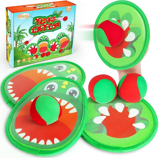 Big Dinosaur Toss and Catch Ball Set, Catch Game Outdoor Toys for Kids and Toddler, Backyard Lawn