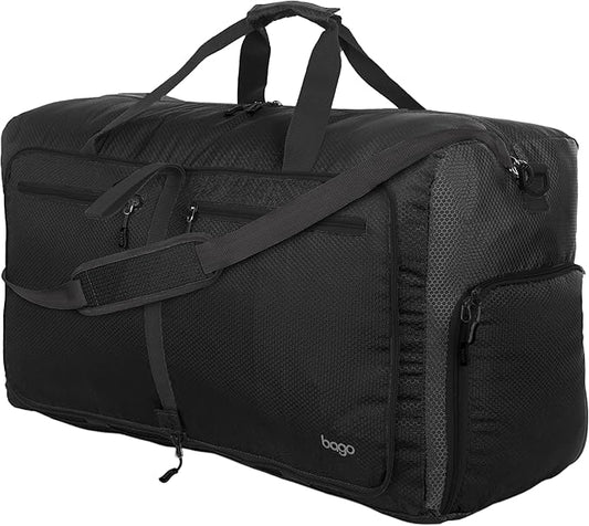 Bago Large Foldable Duffel Bags for Traveling Women & Men - 80L Packable Duffle Bag for Travel with