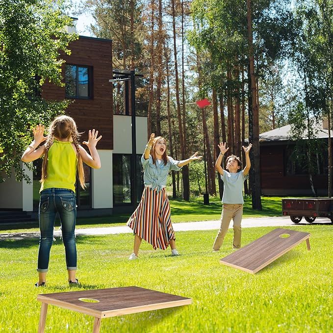 4 x 2 ft Solid Wood Cornhole Board Set with 8 Bean Bags and Carrying Bag, Premium Toss Game for Kids and Adults