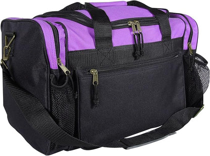 DALIX 17" Duffle Bag Dual Front Mesh Pockets (Black Gold Gray Dark Green Navy Blue Maroon Royal Blue Orange Pink Purple Red White