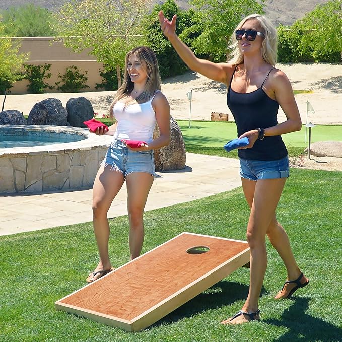 GoSports 4’ x 2’ Commercial Grade Cornhole Boards Set - Natural Wood Cornhole Boards, Choose from Different Bean Bag Color Combinations
