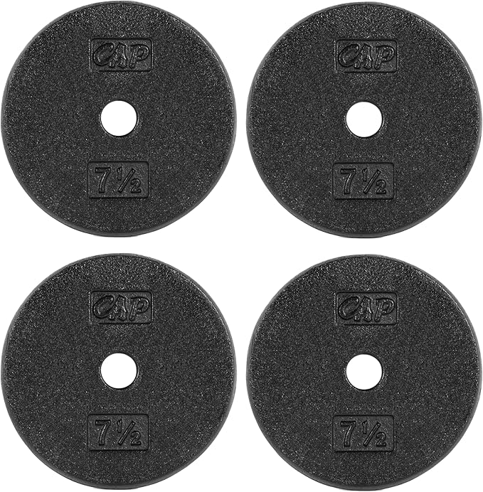 CAP Barbell Standard 1-Inch Cast Iron Weight Plates - Singles & Sets | 1.25-50 lbs | Multiple Options