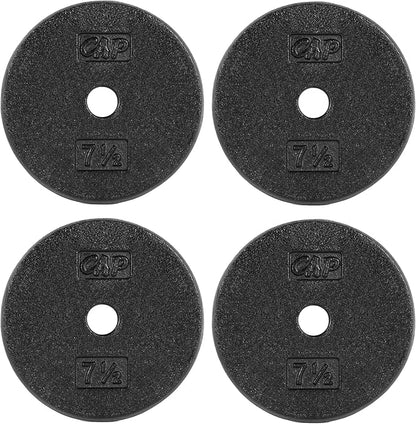 CAP Barbell Standard 1-Inch Cast Iron Weight Plates - Singles & Sets | 1.25-50 lbs | Multiple Options