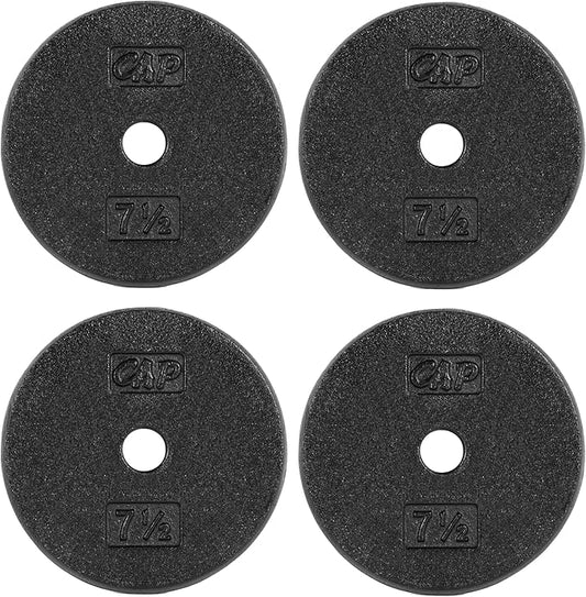 CAP Barbell Standard 1-Inch Cast Iron Weight Plates - Singles & Sets | 1.25-50 lbs | Multiple Options