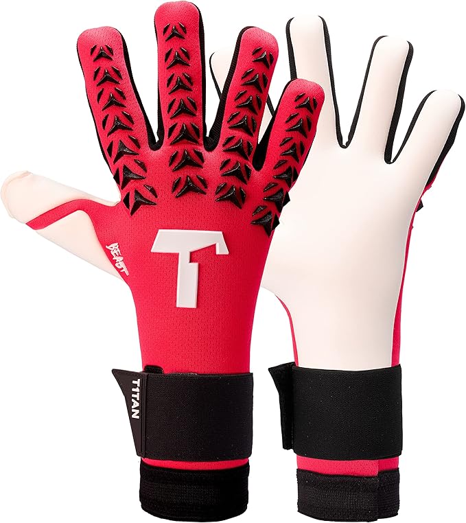 T1TAN Dark/Red Beast + LC - Goalkeeper Gloves - Without Finger Protection - Soccer Goalkeeper Gloves - Different Sizes & Colors