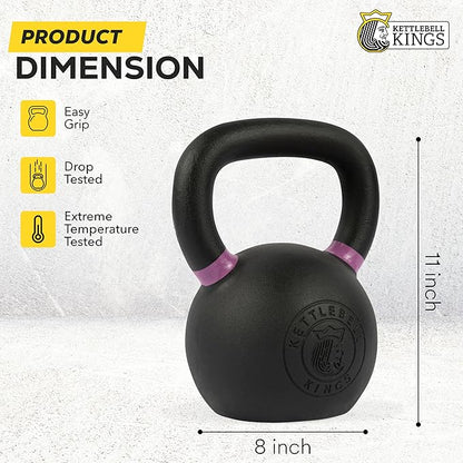 Kettlebell Kings Powder Coated Kettlebell Weights - 9-97 lb Strength Training Kettlebells for Men and Women - Hand Weights Workout Gym Equipment - Weights Set for Home Gym- New