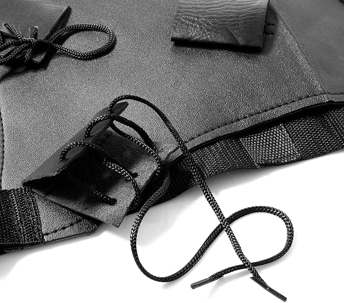 Sword Back Holster Complete with Balaclava. Black Leather Carrying Case, Ninja Hero Sheath-Weapons Holder for Anime or Halloween Costumes and Medieval Warrior Cosplay - Soport para espadas Ninja