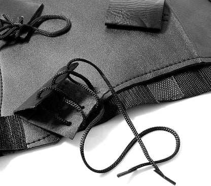 Sword Back Holster Complete with Balaclava. Black Leather Carrying Case, Ninja Hero Sheath-Weapons Holder for Anime or Halloween Costumes and Medieval Warrior Cosplay - Soport para espadas Ninja