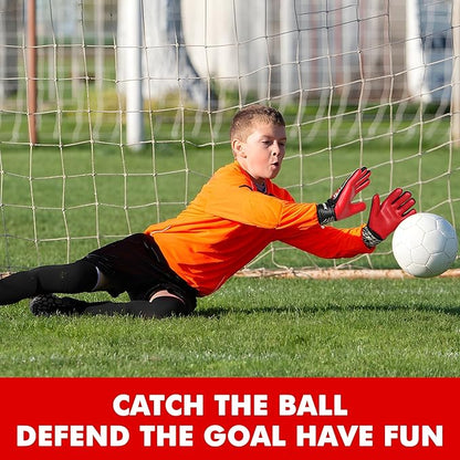 Soccer Goalkeeper Gloves, Double Wrist Protection, Anti-Slip Palm, Youth Kids Size, Black/Yellow/Blue