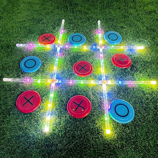 Outdoor Games Giant Tic Tac Toe Games, Yard Lawn Toss Games with Light, Glow in Dark Backyard Games