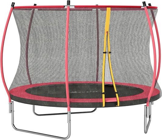 Soozier Trampoline Outdoor, Recreational Trampoline with Net Enclosure, Curved Poles and Safety Spring Cover for Kid Adults, ASTM Approved