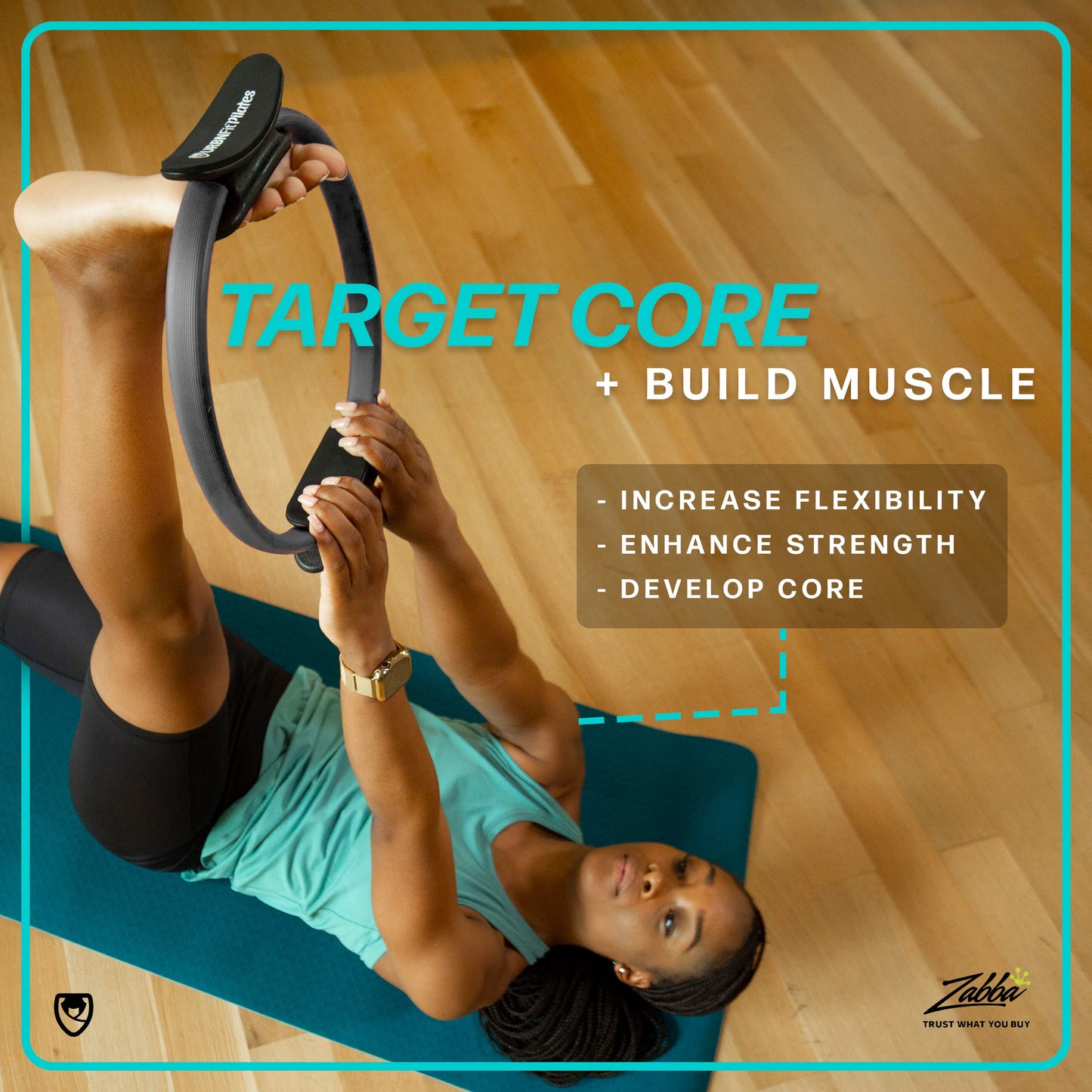 URBNFit Pilates Ring - 12" Magic Circle w/Dual Grip, Foam Pads for Inner Thigh Workout, Toning