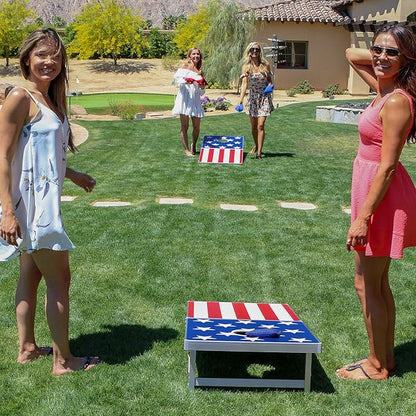 GoSports 4 x 2 ft Aluminum Cornhole Game Sets – Choose LED Lights or Standard - Set Includes 2 Foldable Regulation Size Boards, 8 Bean Bags, & Rules