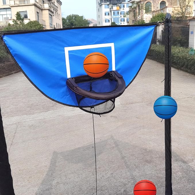Trampoline Basketball Hoop, with Pump and 4 Mini Balls, Easy to Install, Universal Trampoline Accessories, Trampolines Basketball for Dunking