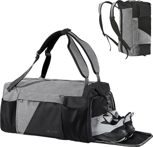 Gym Bag for Men with Shoes Compartment and Wet Pocket Convertible Duffle Bag and Gym Backpack