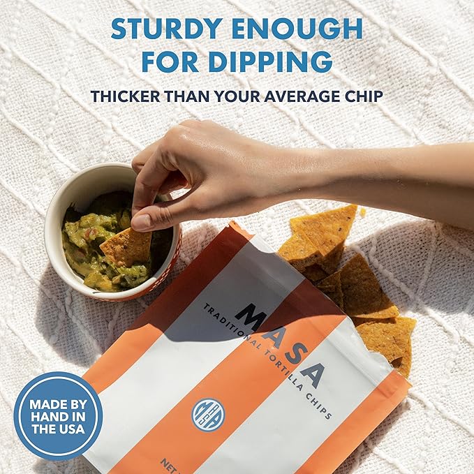 MASA CHIPS - Tortilla Chips Snack Pack - Seed Oil Free, Naturally Grown Corn Chips - Low Carb Snacks - Made with Grass Fed Tallow & Sea Salt - 2 Pack, 5 Ounce Each