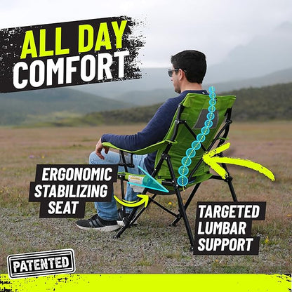 STRONGBACK Camping Chair XL Guru Heavy Duty Camping Chairs with Lumbar Support, Backpack Folding Camp Chair