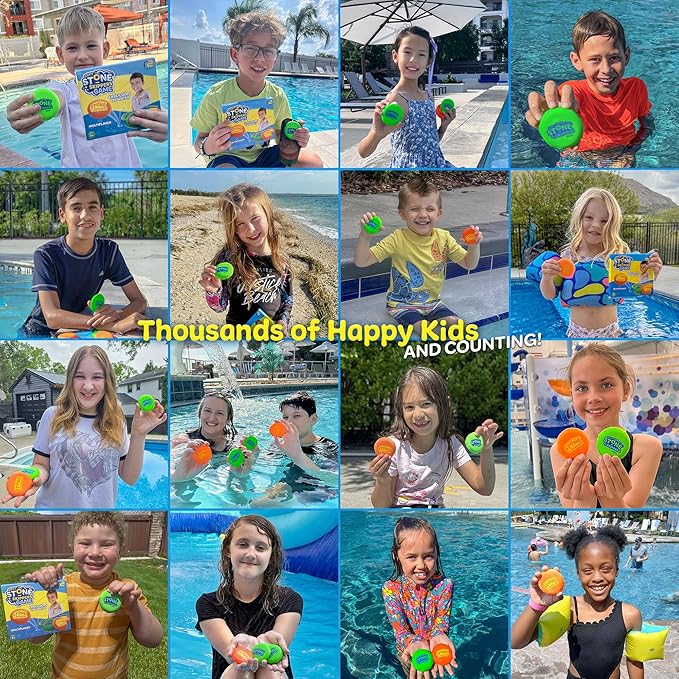 Soft Stone Skippers Game – Fun Pool Toys for Kids All Ages - 4 Pack Water Skipping Discs Set – Best Beach Games Gifts for Boys & Girls Ages 5 6 7 8 9 10 11 + Year Old - Water Bouncing Skip Ball Toy