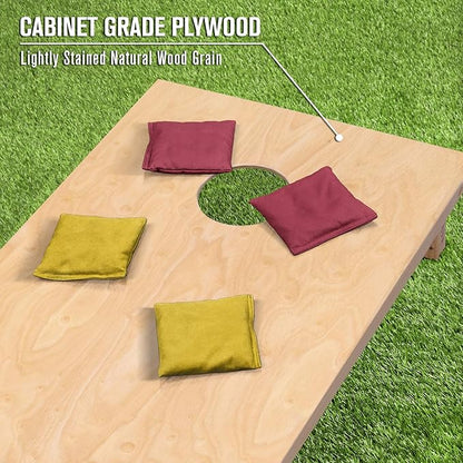GoSports Regulation Size Wooden Cornhole Set with Natural Wood Finish - Includes Carrying Case