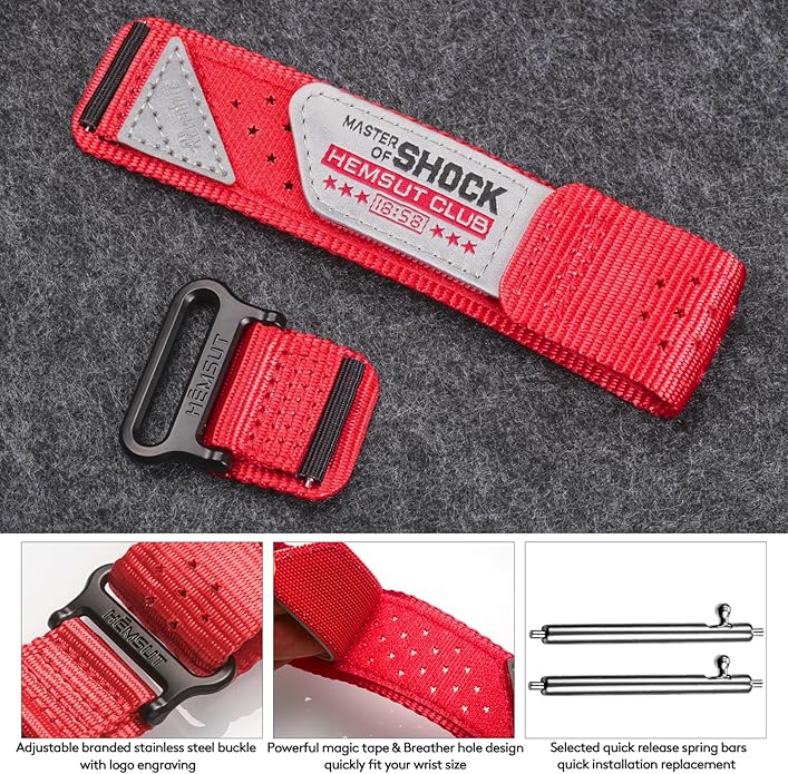 20mm Nylon Band Compatible with Garmin Vivoactive6/5/3,Forerunner 165/55/645/245 Music, 20mm Soft Nylon Replacement Strap