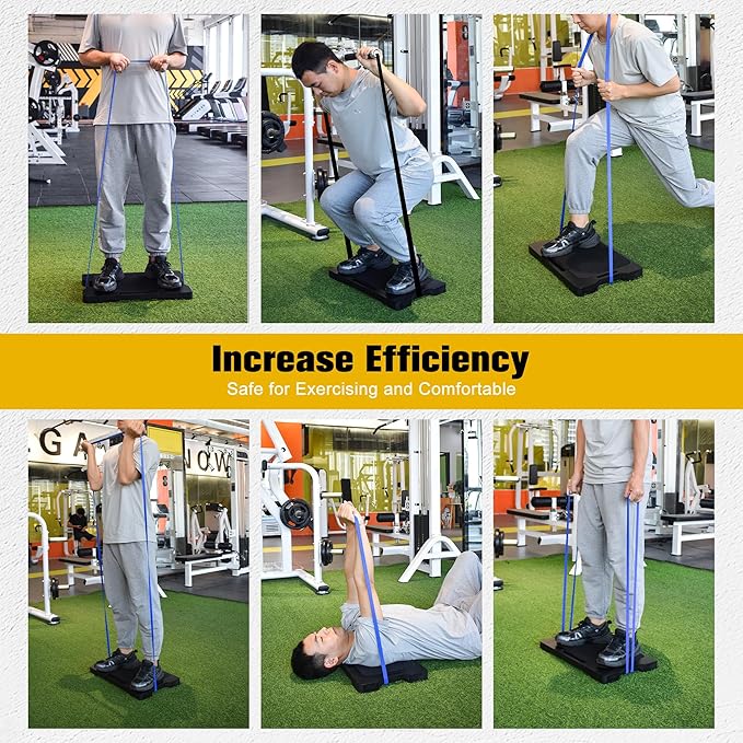 Resistance Band Workout Footplate - Non-Slip Wooden Fitness Board, Exercise Platform for Full-Body Home Gym, Strength Training, Stretching, Flexibility and Balance