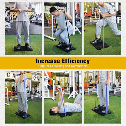 Resistance Band Workout Footplate - Non-Slip Wooden Fitness Board, Exercise Platform for Full-Body Home Gym, Strength Training, Stretching, Flexibility and Balance