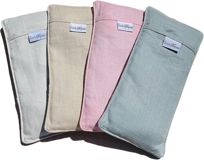 Organic Linen Eye Pillow - Lavender & Flaxseed for Relaxation, Yoga, Stress Relief - Microwavable Heating Pad & Cool Compress - Made in USA - Gifts for Meditation