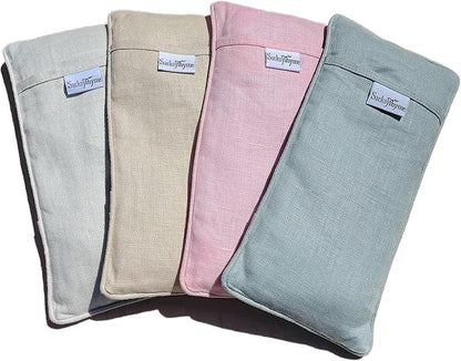 Organic Linen Eye Pillow - Lavender & Flaxseed for Relaxation, Yoga, Stress Relief - Microwavable Heating Pad & Cool Compress - Made in USA - Gifts for Meditation
