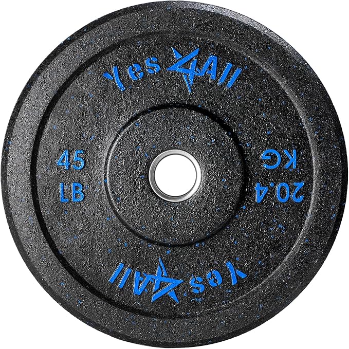 Yes4All 2" Bumper Plate, 10-190 LB Olympic Rubber Weight Plate with Steel Hub for WeightLifting, Strength Training, Home Gym, Less Impact, Absorb Bounce & Shock, Multiple Options
