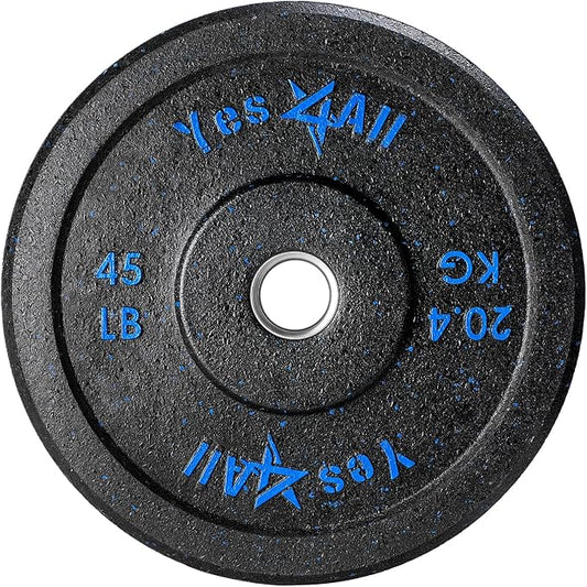 Yes4All 2" Bumper Plate, 10-190 LB Olympic Rubber Weight Plate with Steel Hub for WeightLifting, Strength Training, Home Gym, Less Impact, Absorb Bounce & Shock, Multiple Options