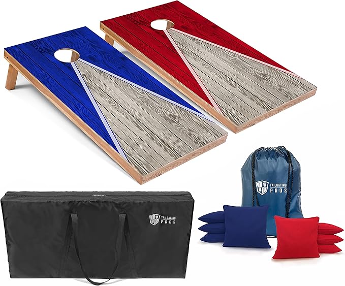 Tailgating Pros Cornhole Boards - 4'x2' Lightweight Cornhole Game- Includes Carrying Case, Set of 8 Corn Hole Bags & Tote