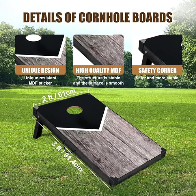 2’x3’ Cornhole Boards Set, Cornhole Outdoor Game Set - Corn Hole Toss Boards Set with 8 Cornhole Bags and 2 Cornhole Boards, Cornhole Sets for Adults Lawn Outside Backyard Games