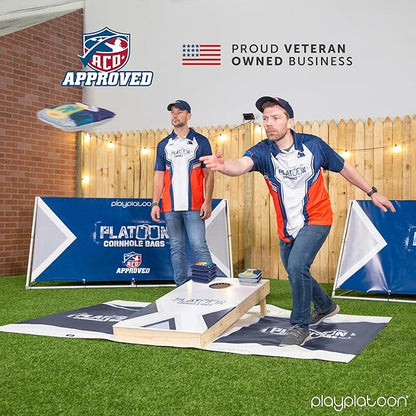 Play Platoon Cornhole Bags Set of 8 Regulation Professional Corn Hole Bean Bags ACO Approved, Competition Weight, Slick and Stick