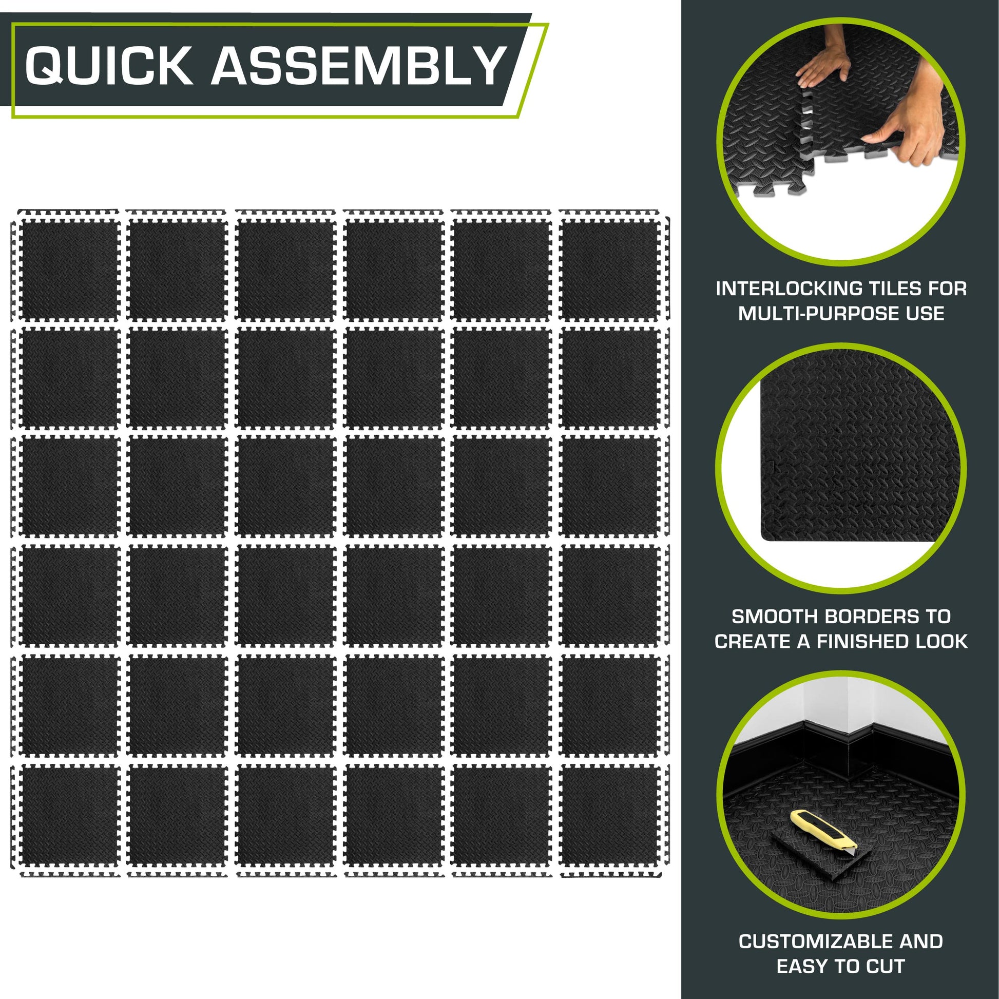 ProsourceFit Exercise Puzzle Mat ½-inch, EVA Interlocking Foam Floor Tiles for Home Gym, Workout
