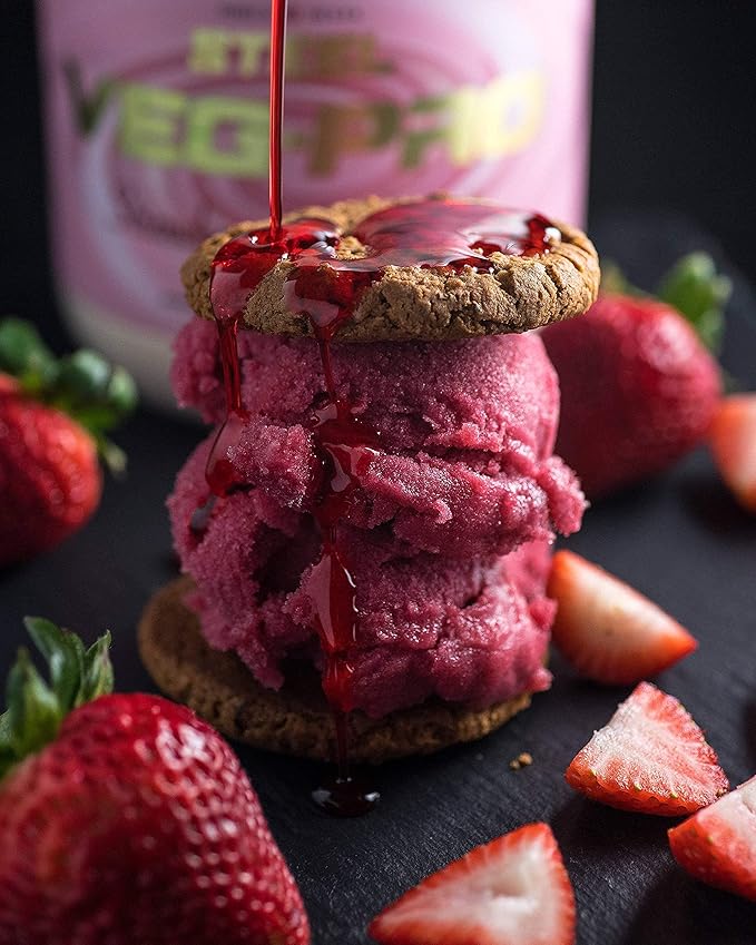 Steel Supplements Veg-PRO | Vegan Protein Powder, Strawberry Cheesecake | 25 Servings (1.65lbs) | Organic Protein Powder with BCAA Amino Acid | Gluten Free | Non Dairy | Low Carb Formula