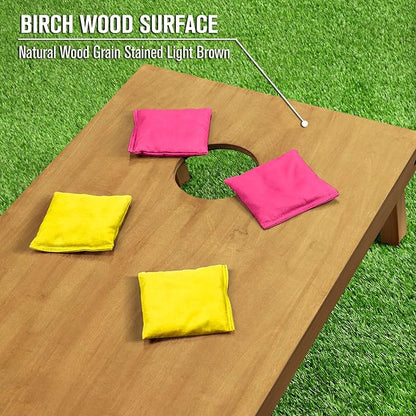 GoSports 4 ft x 2 ft Regulation Size Wooden Cornhole Boards Set - Includes Carrying Case - Full Regulation Size Bean Bag Toss Boards
