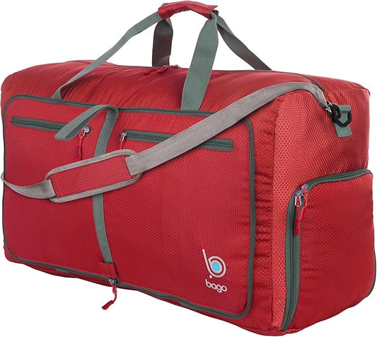 Bago Foldable Duffel Bags for Traveling Women & Men - 60L Medium Packable Duffle Bag for Travel