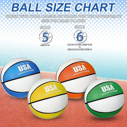 Libima 4 Pcs Rubber Basketball with Pump Official Size Indoor Outdoor Basketball Game Practice Training Women Men Streetbball Sport Gift Back to School