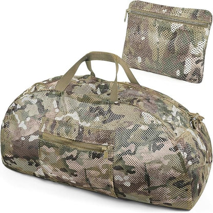 Tactical Mesh Luggage bag,50L Foldable duffel Pack,Large Capacity Range Bag For Hunting Shooting Travel Climbing Sports Gym (MC)