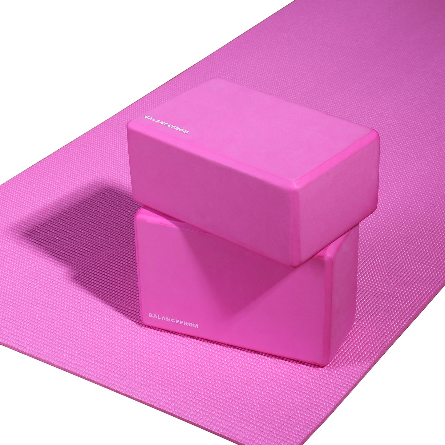 Fitvids Set of 2 High Density Yoga Blocks, 9"x6"x4" Each, Pair (Pink)