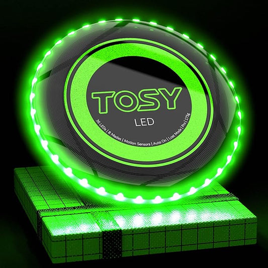 TOSY Flying Disc - 16 Million Colors RGB or 36 LEDs, Extremely Bright, Smart Modes, Camping Essentials for Teens/Kids/Adults/Men/Boys/Girls, Auto Light Up, Rechargeable, Waterproof, 175g